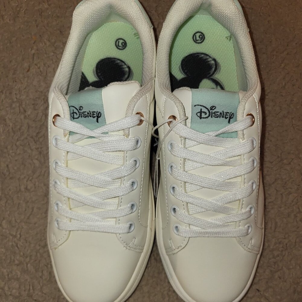Ladies Mickey Mouse Sneakers White/Gold Size 9 New Unused